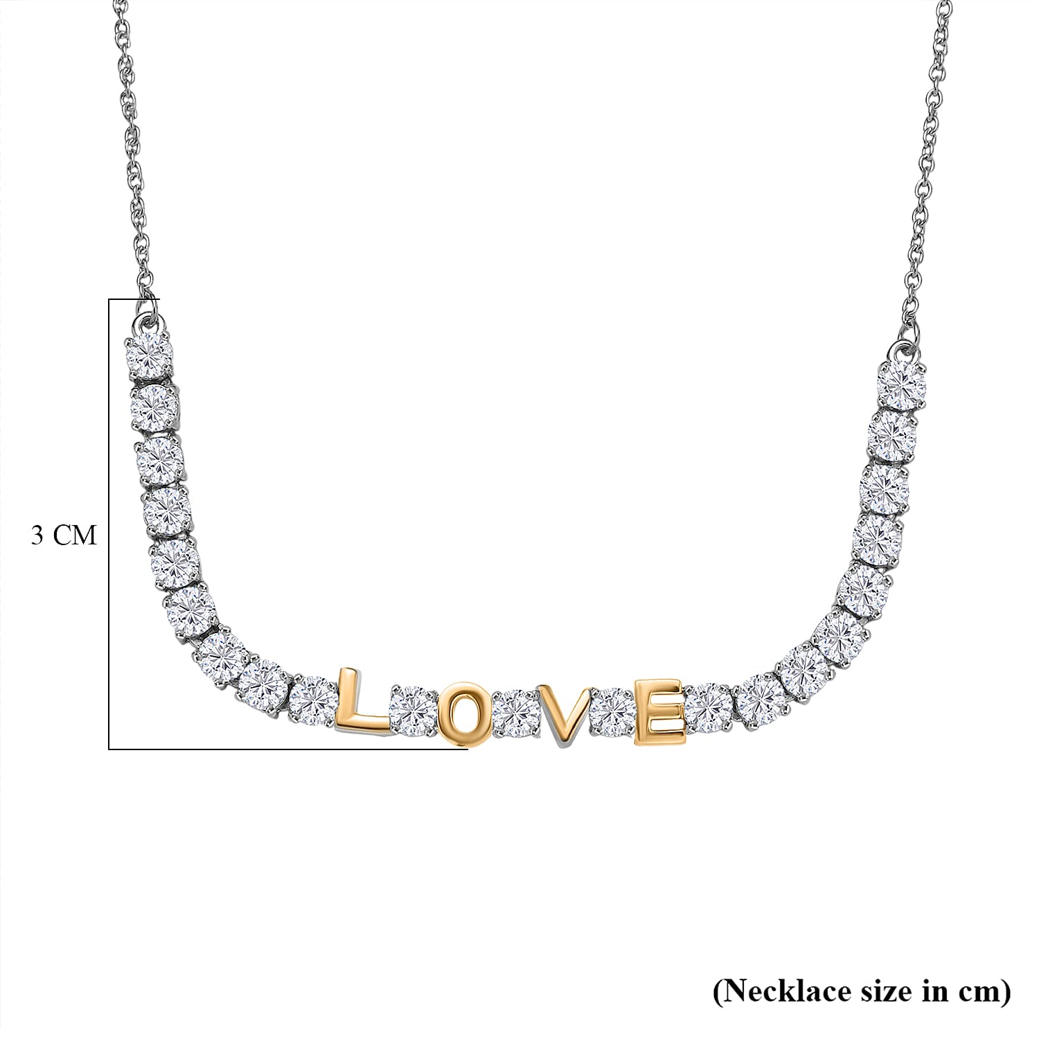 D'Joy Moissanite Fancy Necklace (Size - 20) Sterling Silver  3.180  Ct.