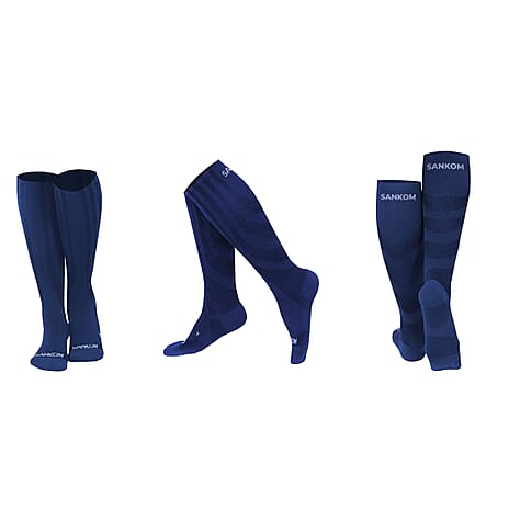 Sankom Antibacterial Light Compression Socks (Size L-XL) - Dark Blue