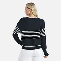 La Marey Soft Touch Striped Jumper (Size M) - Navy & White