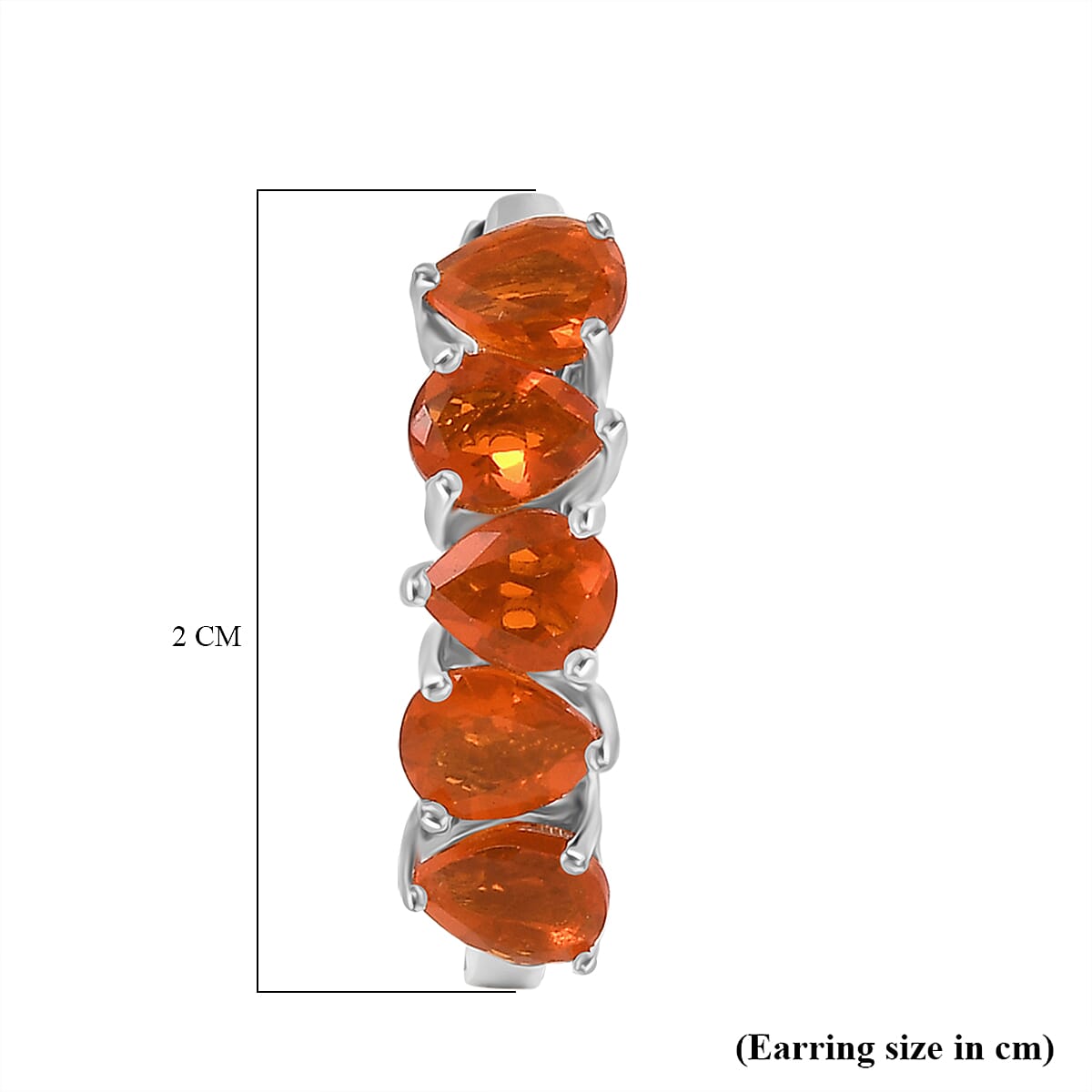 D'joy Fire Opal Full Hoop Earring in Rhodium Overlay Sterling Silver 2.16 Ct.