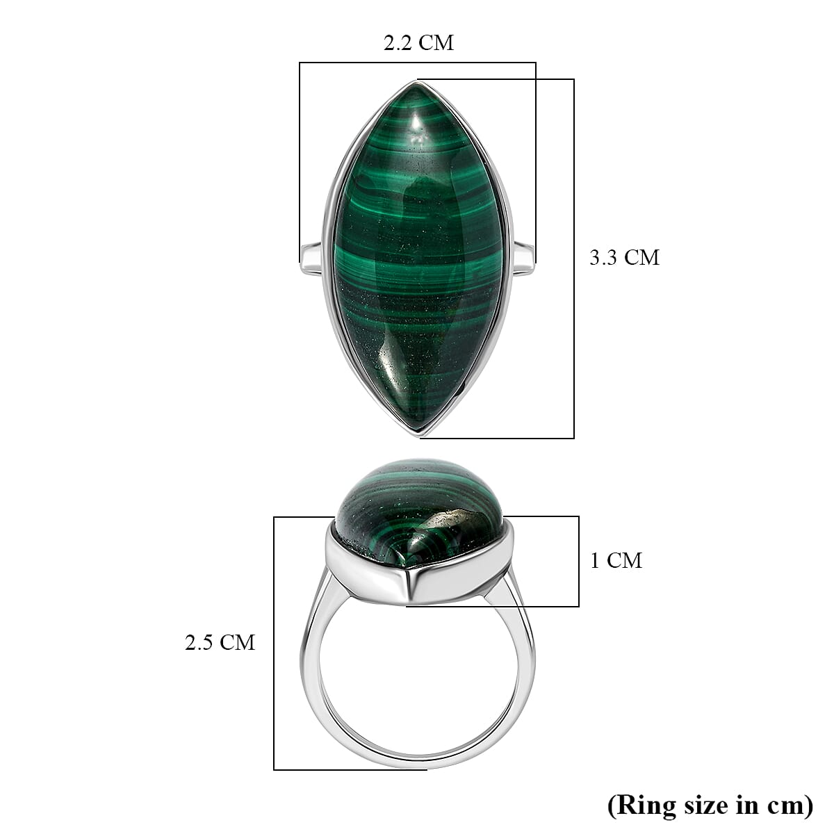 EverTrue Malachite Solitaire Ring 32.78 Ct.