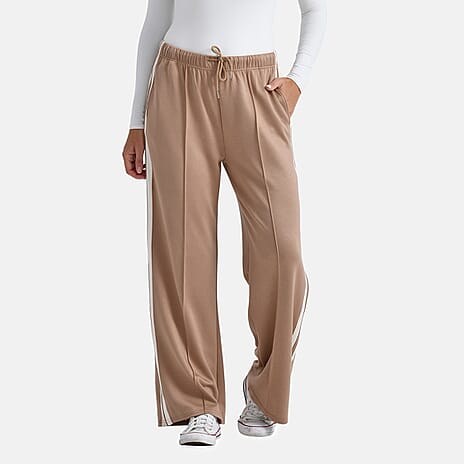 - Maisi Stripe Wide Leg Trouser (Size M) - Brown