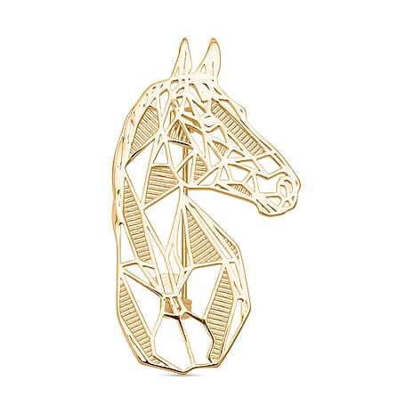 Sterling Silver Horse Head Brooch in Yellow Gold Plated, Silver Wt. 6.50 Gms.