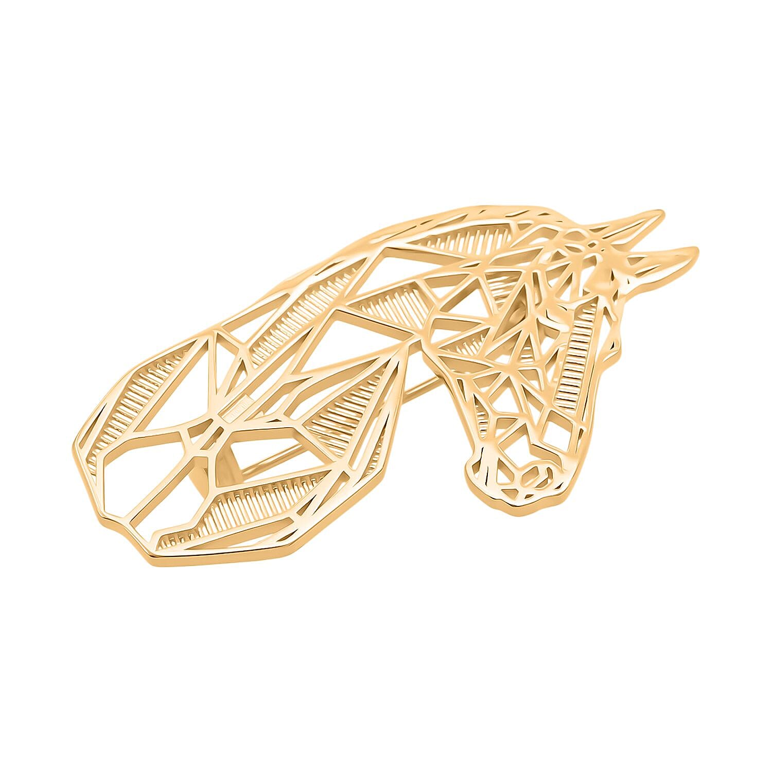 Sterling Silver Horse Head Brooch in Yellow Gold Plated, Silver Wt. 6.50 Gms.