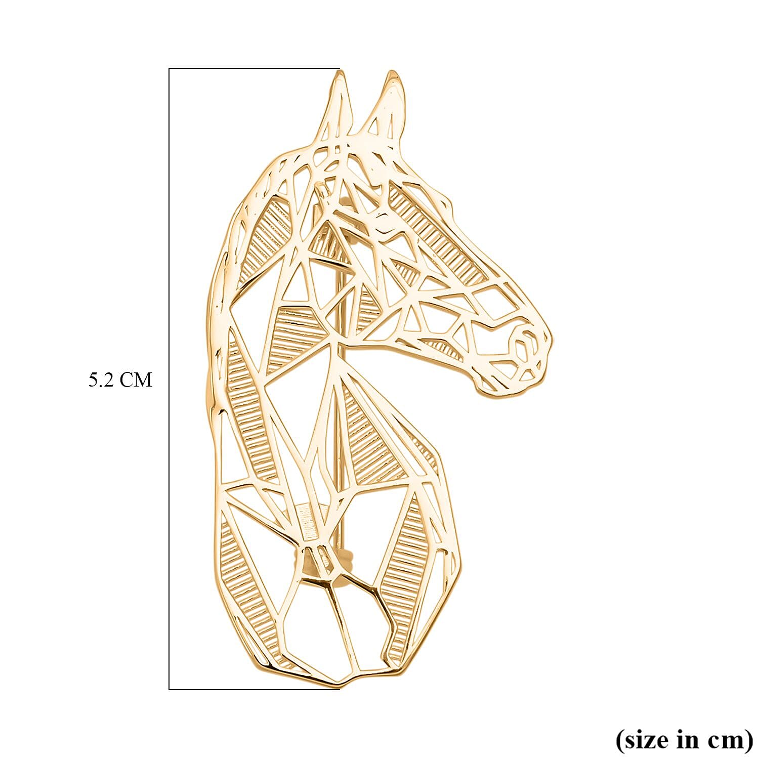 Sterling Silver Horse Head Brooch in Yellow Gold Plated, Silver Wt. 6.50 Gms.