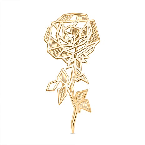 Treasure Of Siam - Sterling Silver Rose Brooch in Yellow Gold Plated