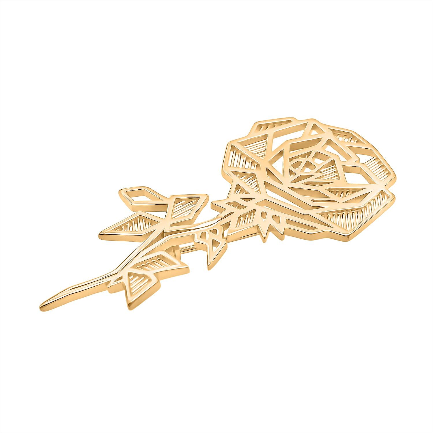 Treasure Of Siam - Sterling Silver Rose Brooch in Yellow Gold Plated