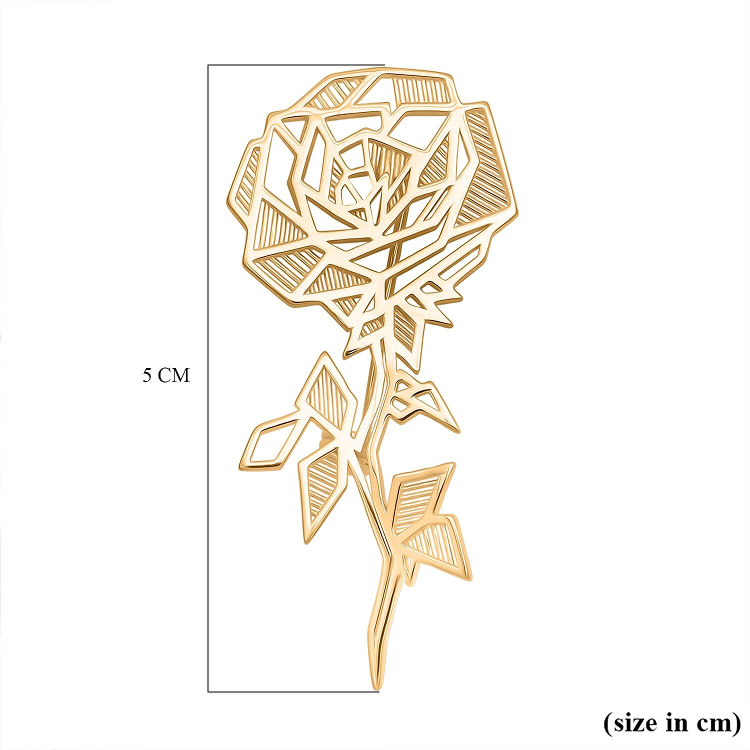 Treasure Of Siam - Sterling Silver Rose Brooch in Yellow Gold Plated