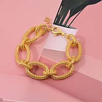 Treasure of Siam - Sterling Silver Openwork Link Bracelet (Size 7 + 2-inch Ext) with Lobster Clasp in Yellow Gold Plating