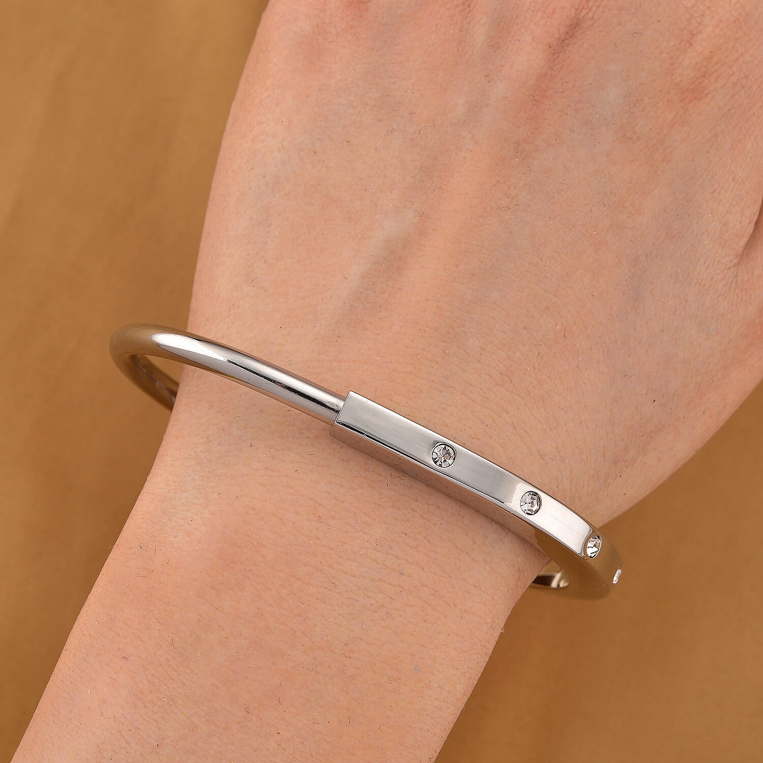 Austrian White Crystal Cuff Bangle