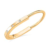 Austrian White Crystal Cuff Bangle Yellow Stainless Steel