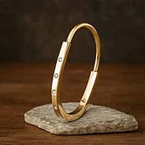 Austrian White Crystal Cuff Bangle Yellow Stainless Steel