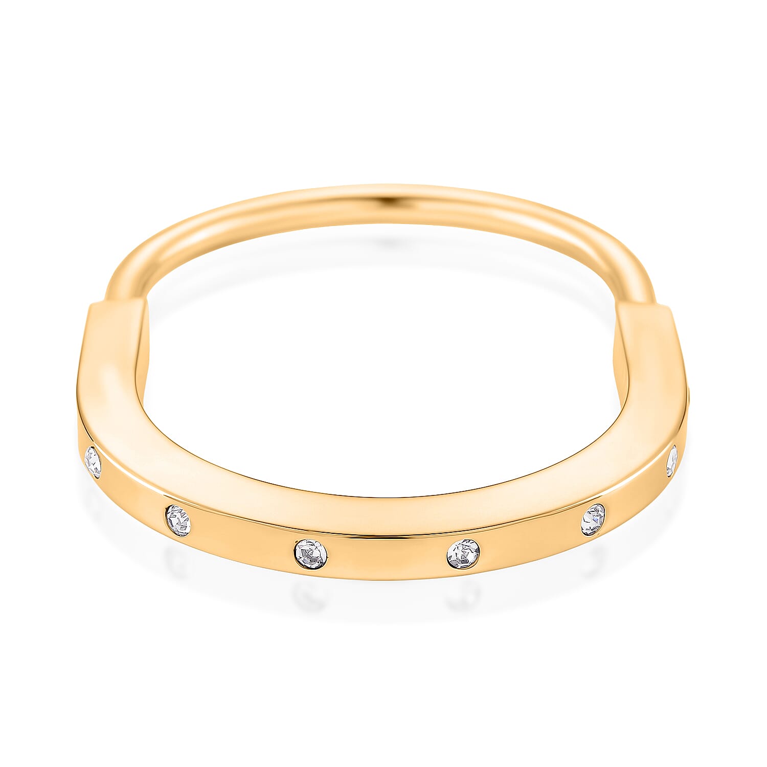 Austrian White Crystal Cuff Bangle Yellow Stainless Steel