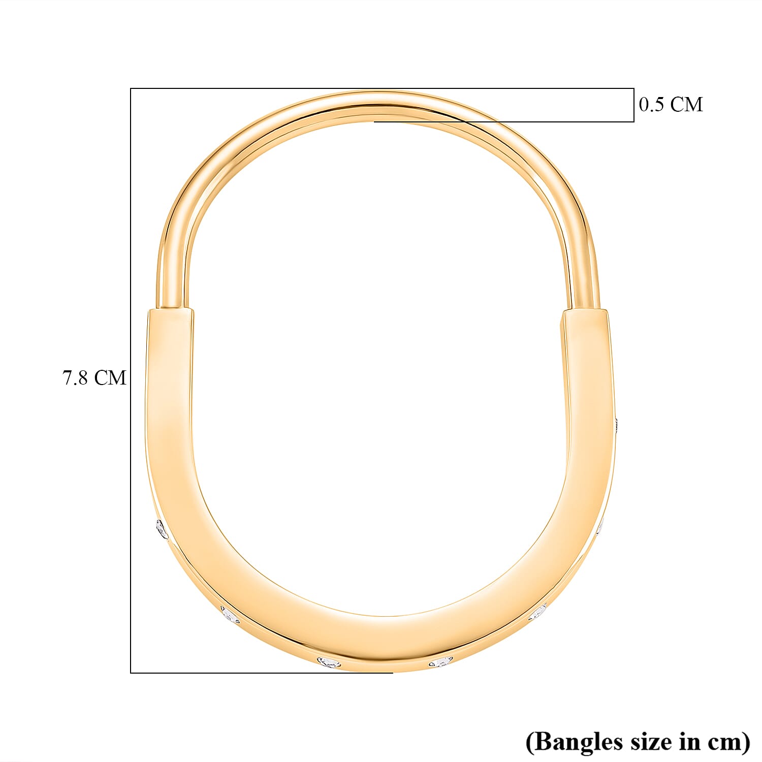 Austrian White Crystal Cuff Bangle Yellow Stainless Steel