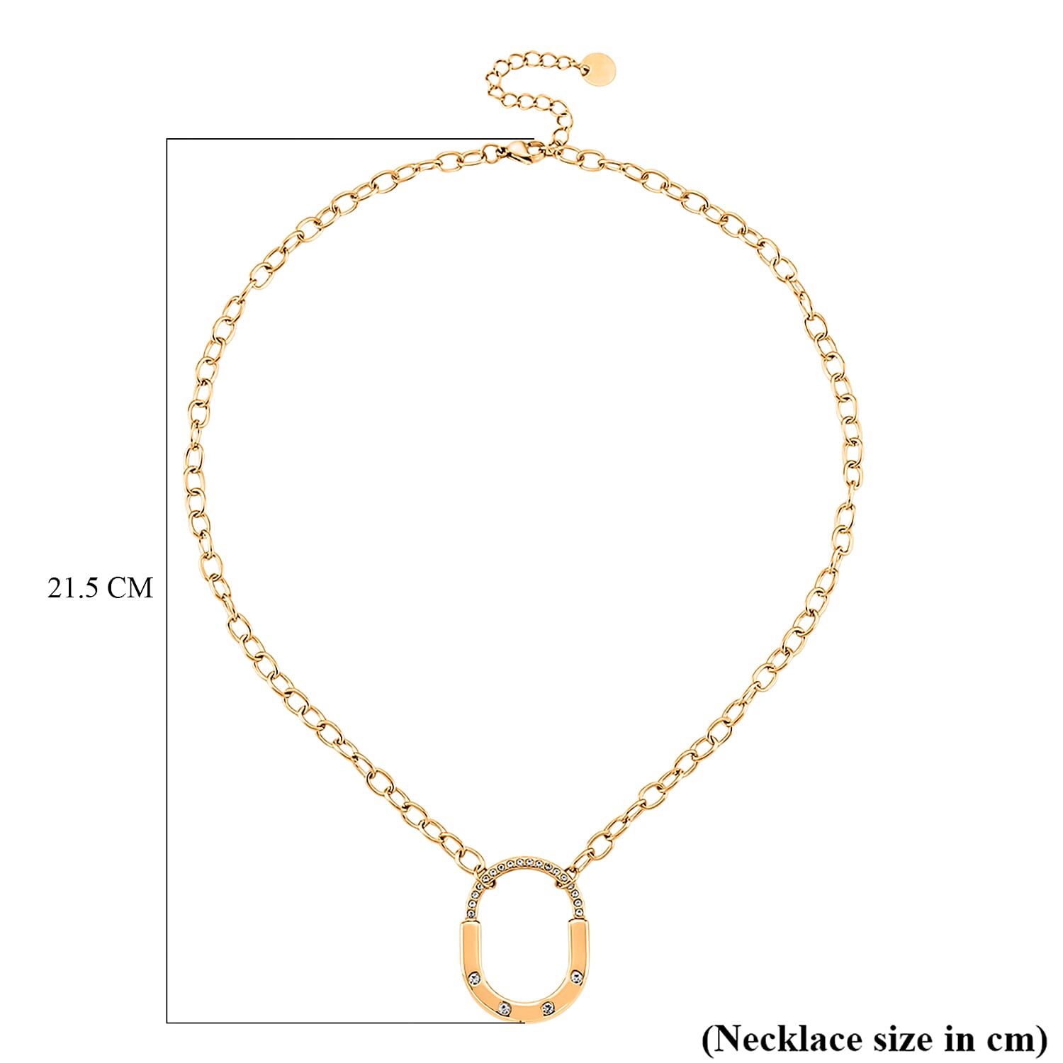 Austrian White Crystal Necklace (Size 18) in Yellow Gold Plated