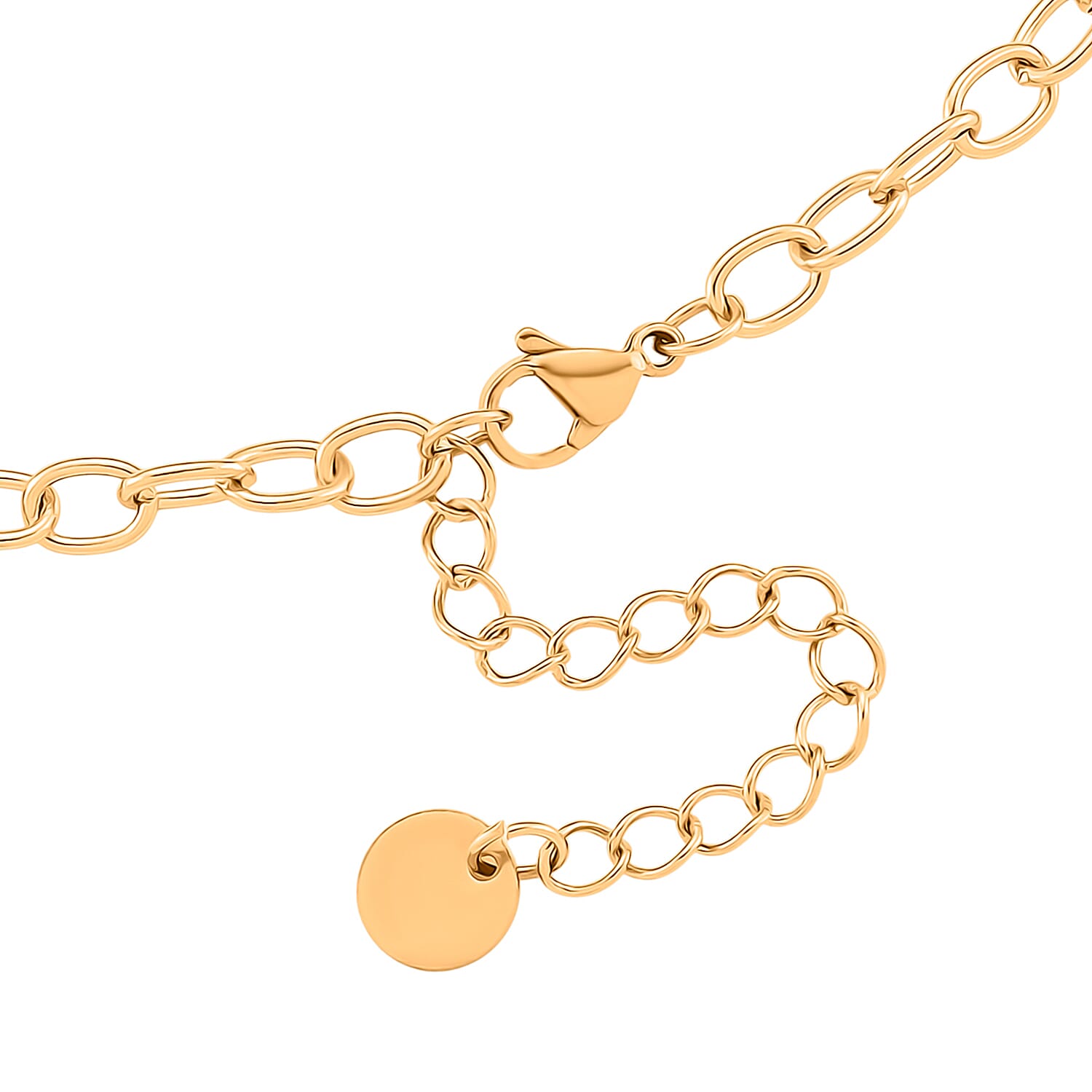 Austrian White Crystal Necklace (Size 18) in Yellow Gold Plated