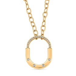 Austrian White Crystal Necklace (Size 18) in Yellow Gold Plated