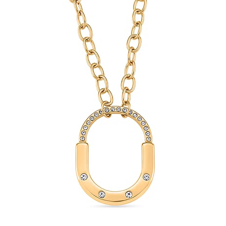 Austrian White Crystal Necklace (Size 18) in Yellow Gold Plated