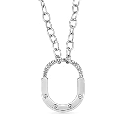Austrian White Crystal Pave Oval Link Necklace (Size - 18)