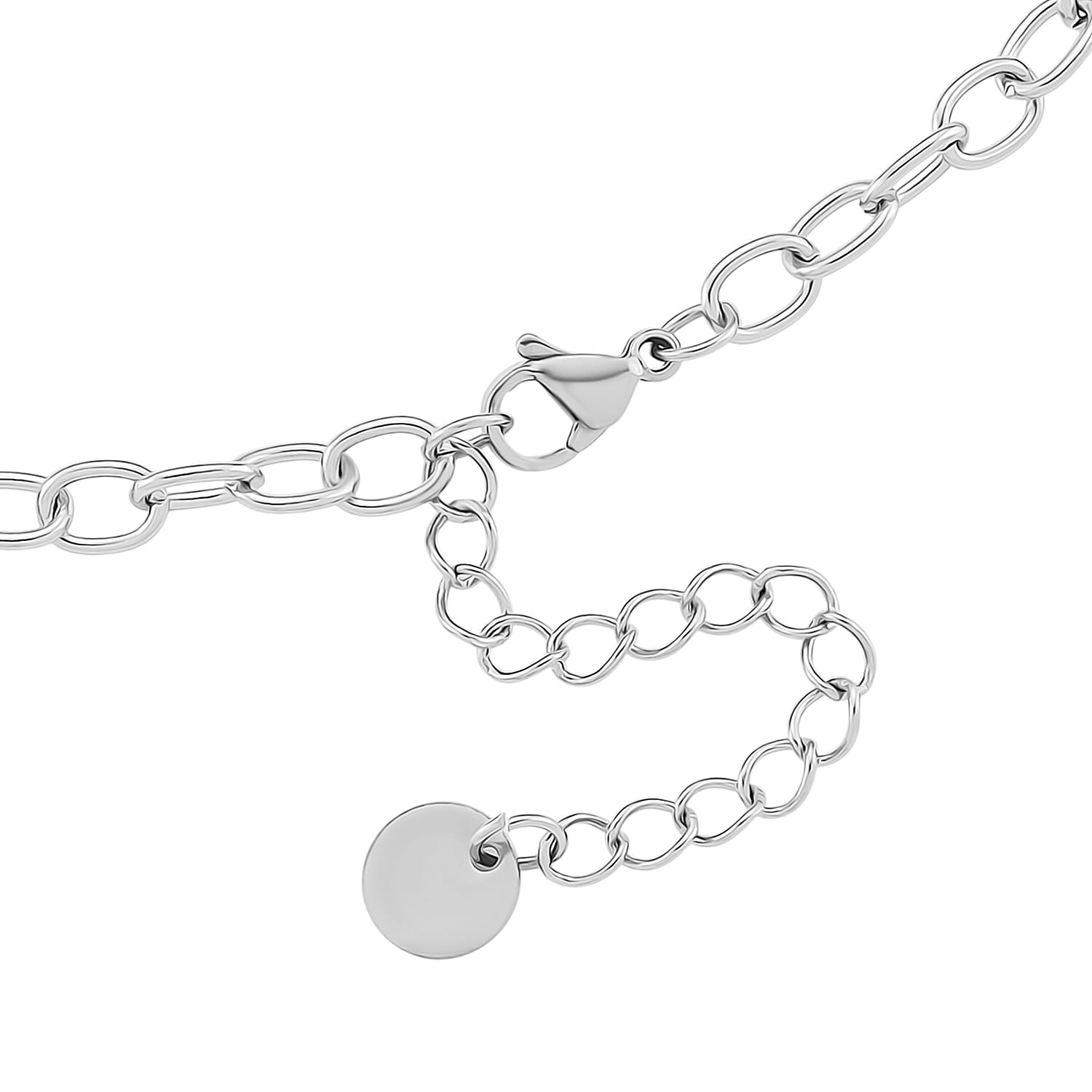 Austrian White Crystal Pave Oval Link Necklace (Size - 18)