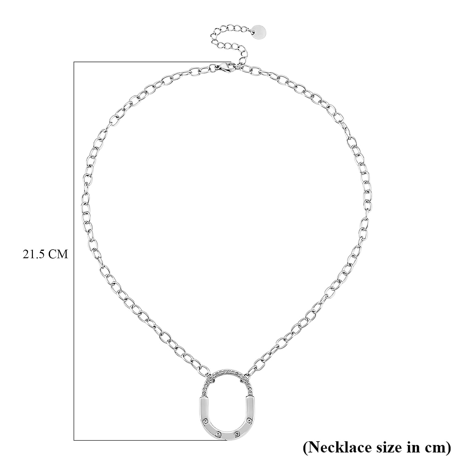 Austrian White Crystal Fancy Necklace (Size - 18) in Stainless Steel
