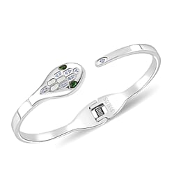 BIGGEST DESIGNER CLOSEOUT - Biacco Collection - Green Cubic Zirconia & White Cubic Zirconia Serpent Bangle (Size 7.5)