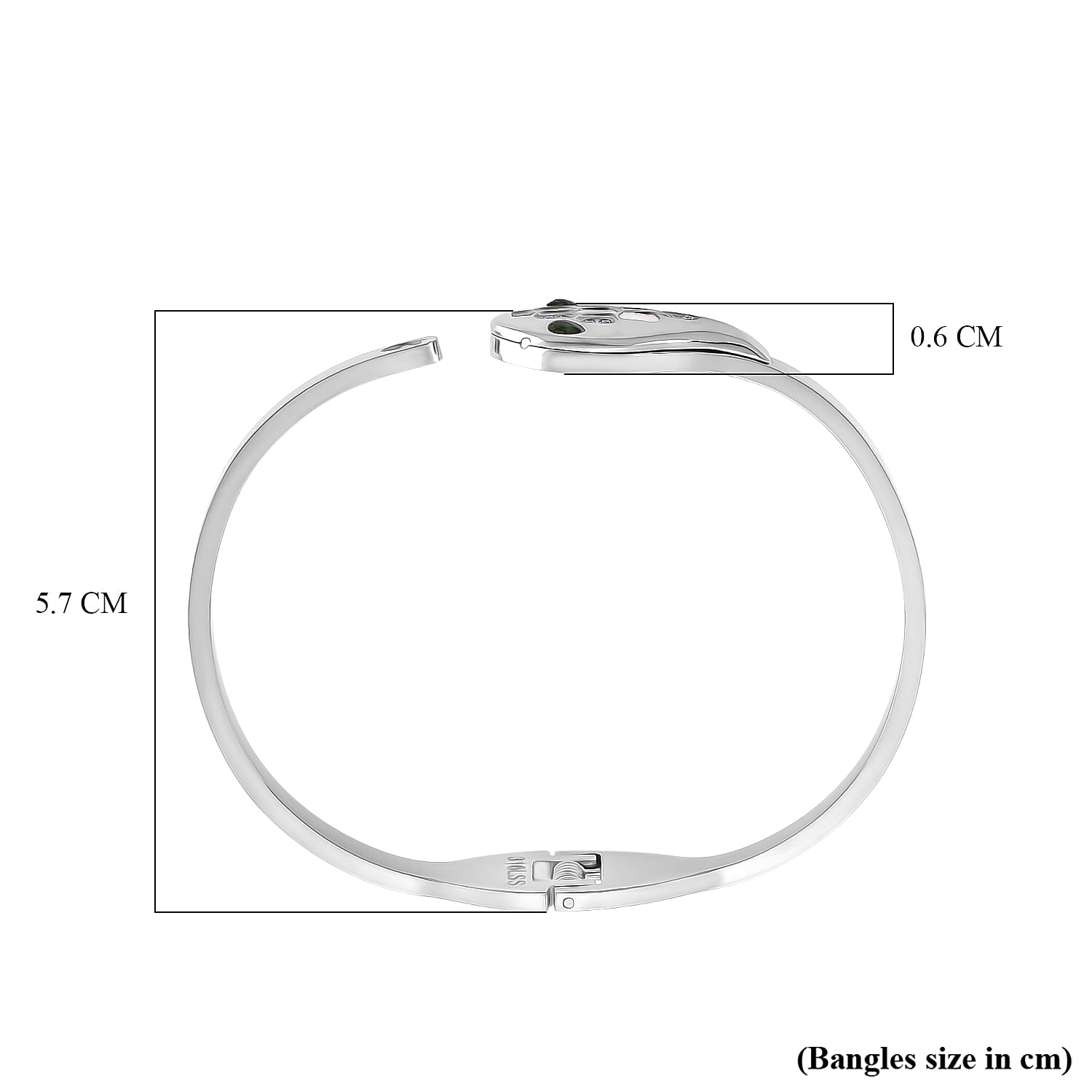 BIGGEST DESIGNER CLOSEOUT - Biacco Collection - Green Cubic Zirconia & White Cubic Zirconia Serpent Bangle (Size 7.5)