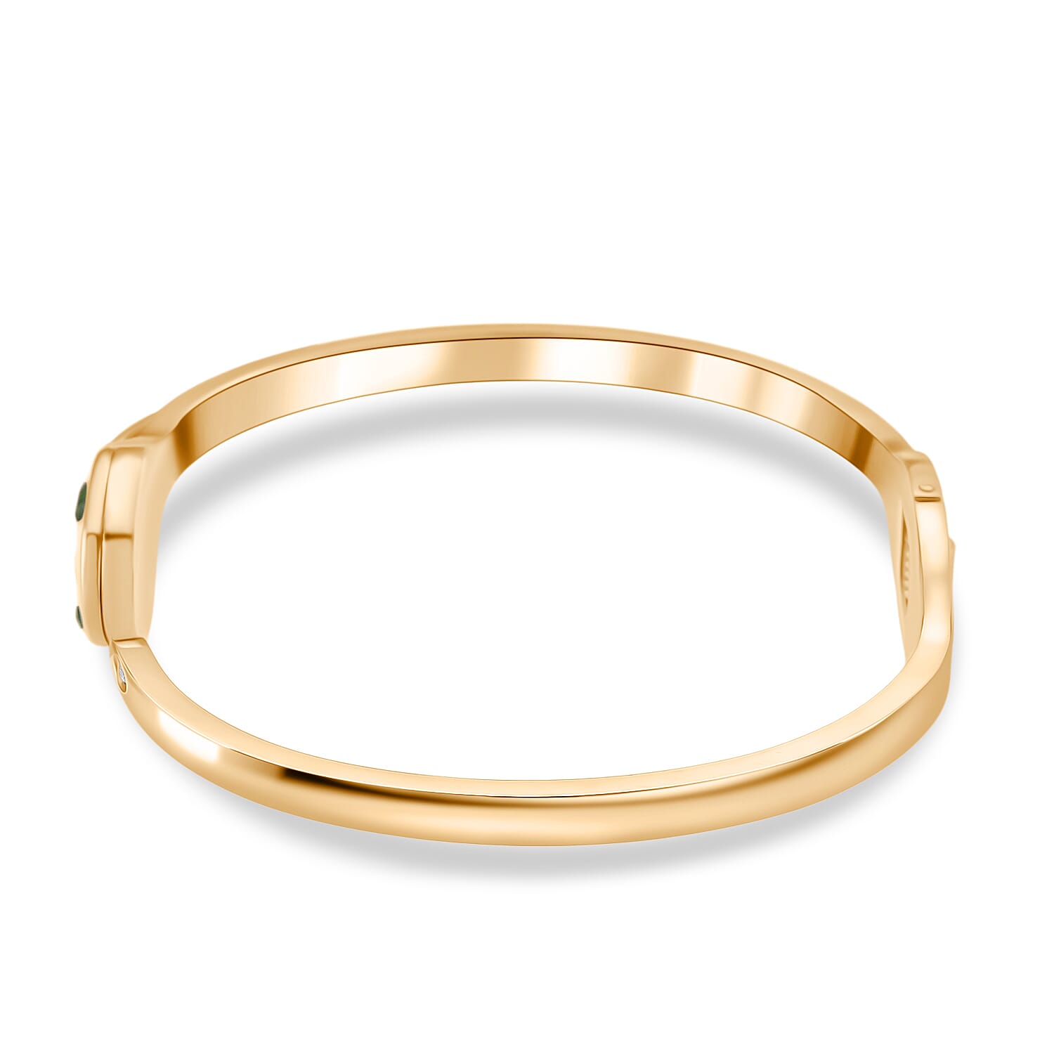 BIGGEST DESIGNER CLOSEOUT - Biacco Collection - Green Cubic Zirconia & White Cubic Zirconia Serpent Bangle (Size 7.5)