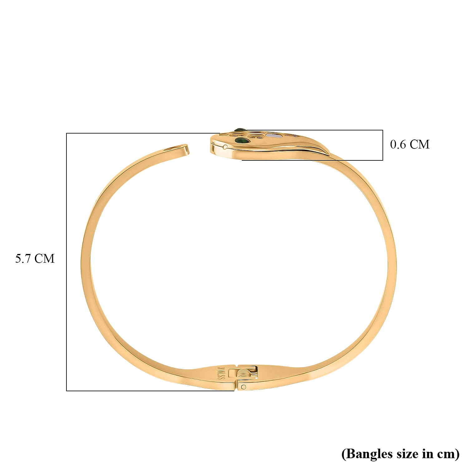 BIGGEST DESIGNER CLOSEOUT - Biacco Collection - Green Cubic Zirconia & White Cubic Zirconia Serpent Bangle (Size 7.5)