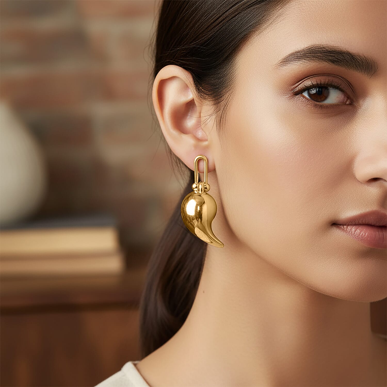 Designer Inspired drop Earring in Yellow Tone