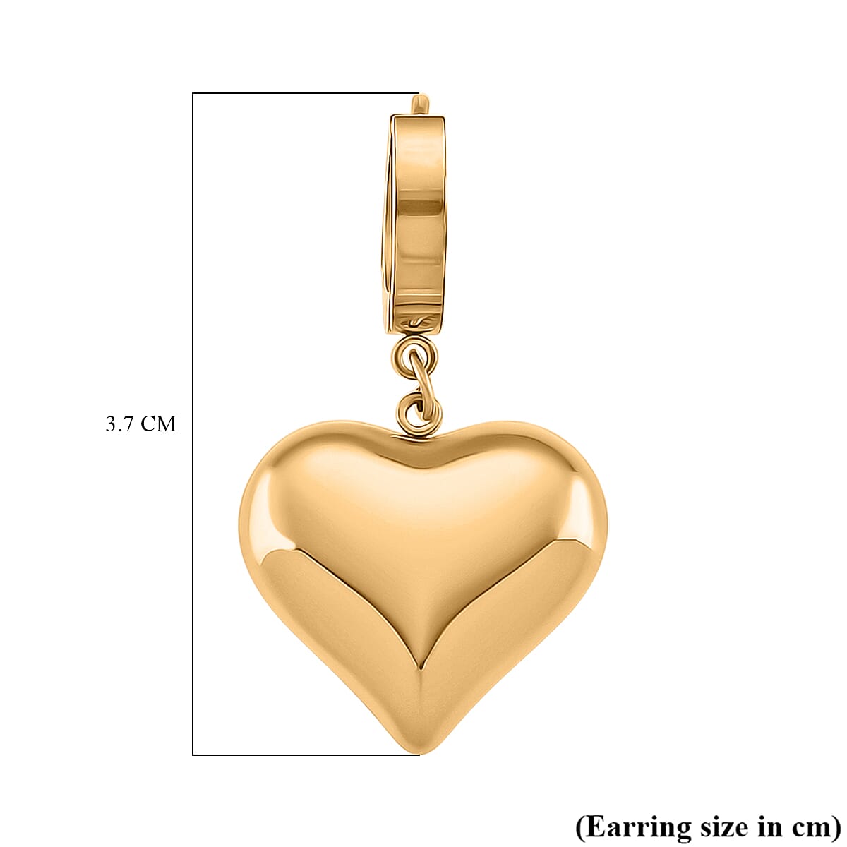 Heart Dangling Earrings in Yellow Gold Tone