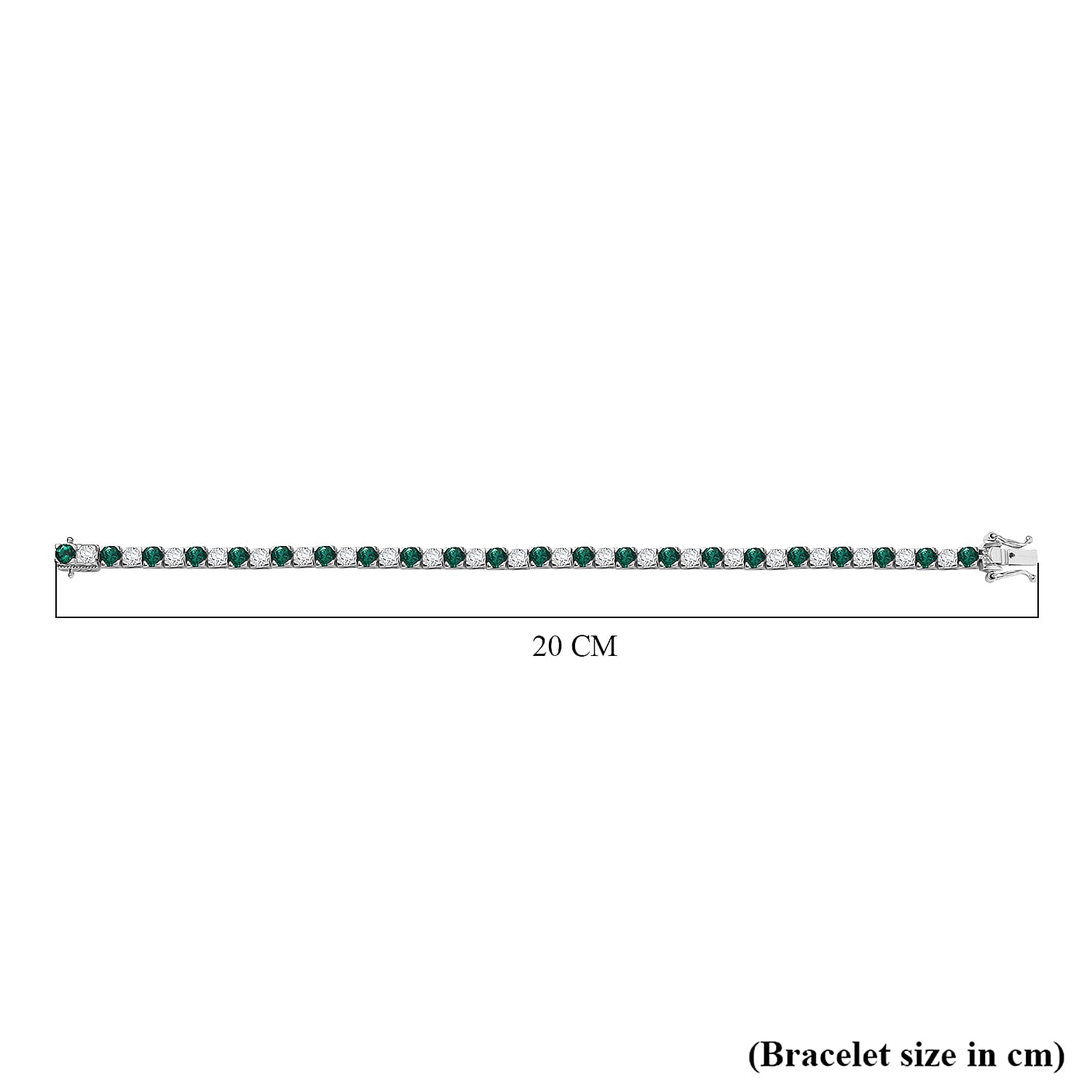 One Time Deal - Lab Grown Emerald & Moissanite Bracelet (Size 7.5) in Rhodium Overlay Sterling Silver 10.12 Ct, Silver Wt. 11.78 Gms.