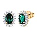 D'joy Lab Grown Emerald, White Zircon Halo Earring in Yellow Gold Plated Sterling Silver 1.69 Ct.