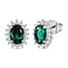 D'joy Lab Grown Emerald, White Zircon Halo Earring in Yellow Gold Plated Sterling Silver 1.69 Ct.