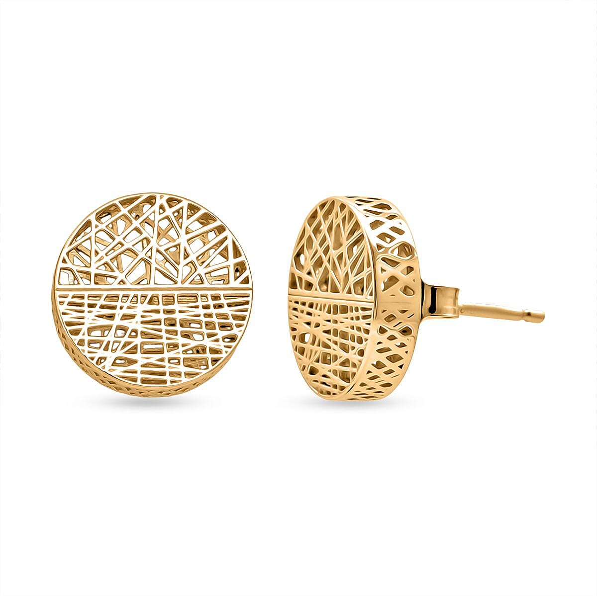 Sterling Silver Earring with Push Back in Yellow Gold Plating