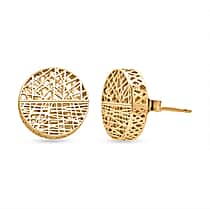 Treasure of Siam - Sterling Silver Round Stud Earring with Push Back in Yellow Gold Plating