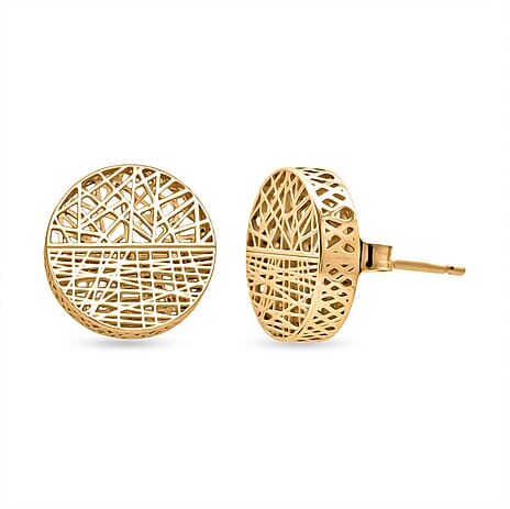 Sterling Silver Earring with Push Back in Yellow Gold Plating