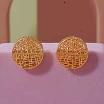 Treasure of Siam - Sterling Silver Round Stud Earring with Push Back in Yellow Gold Plating