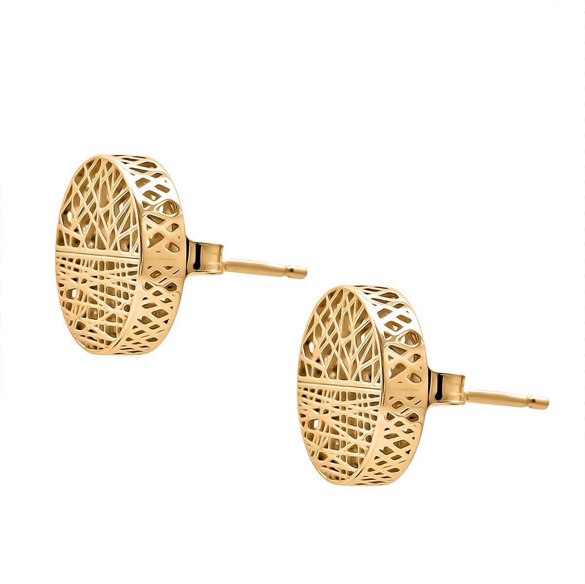 Sterling Silver Earring with Push Back in Yellow Gold Plating