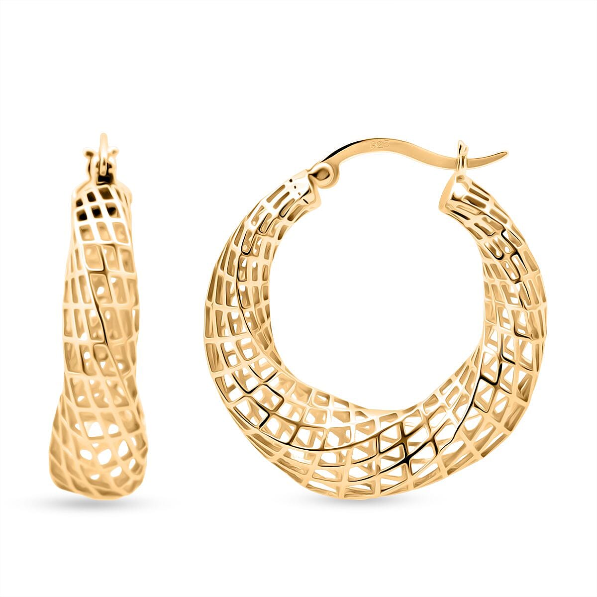 Sterling Silver Earring with Clasp in Yellow Gold Plating, Silver Wt. 6.80 Gms.