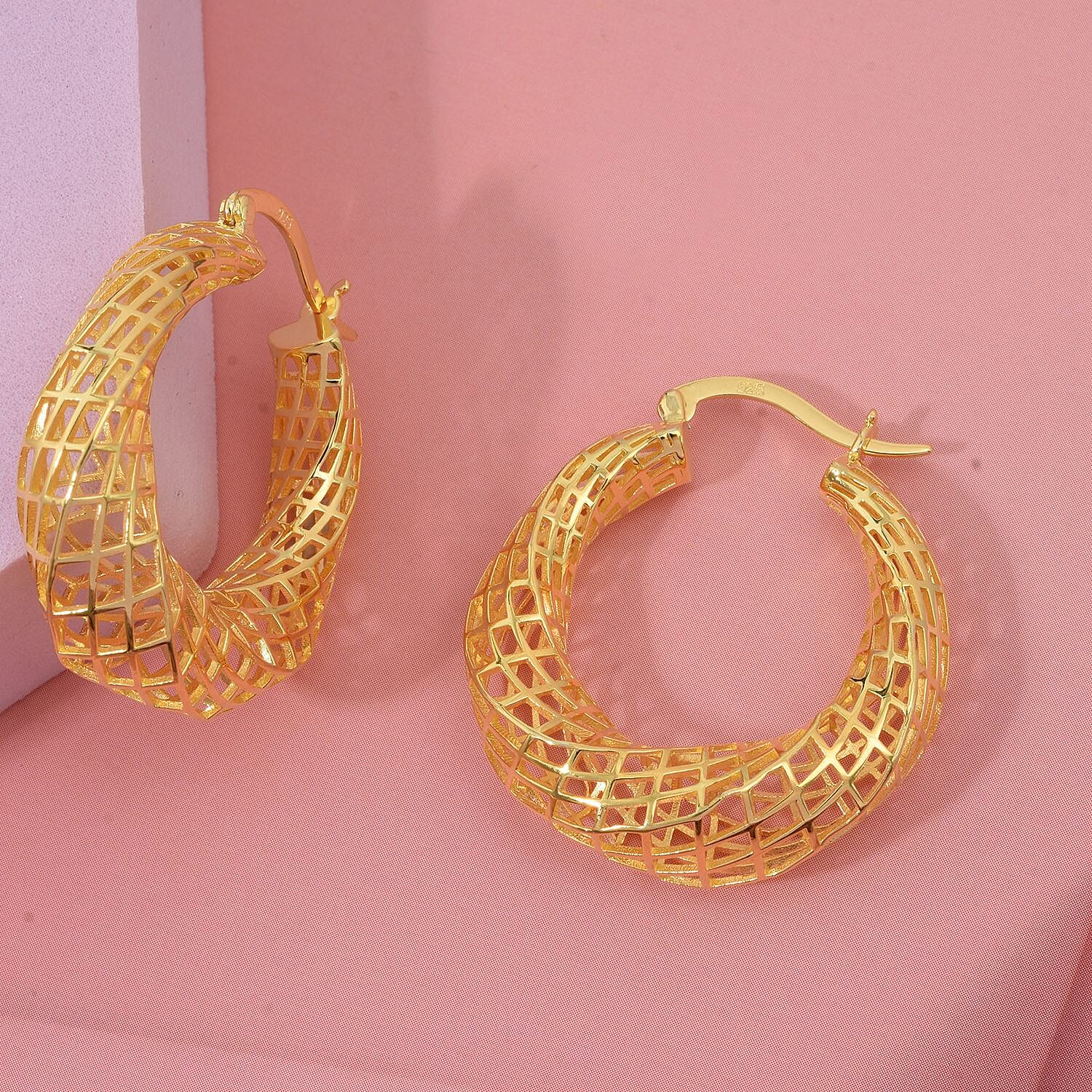 Sterling Silver Earring with Clasp in Yellow Gold Plating, Silver Wt. 6.80 Gms.