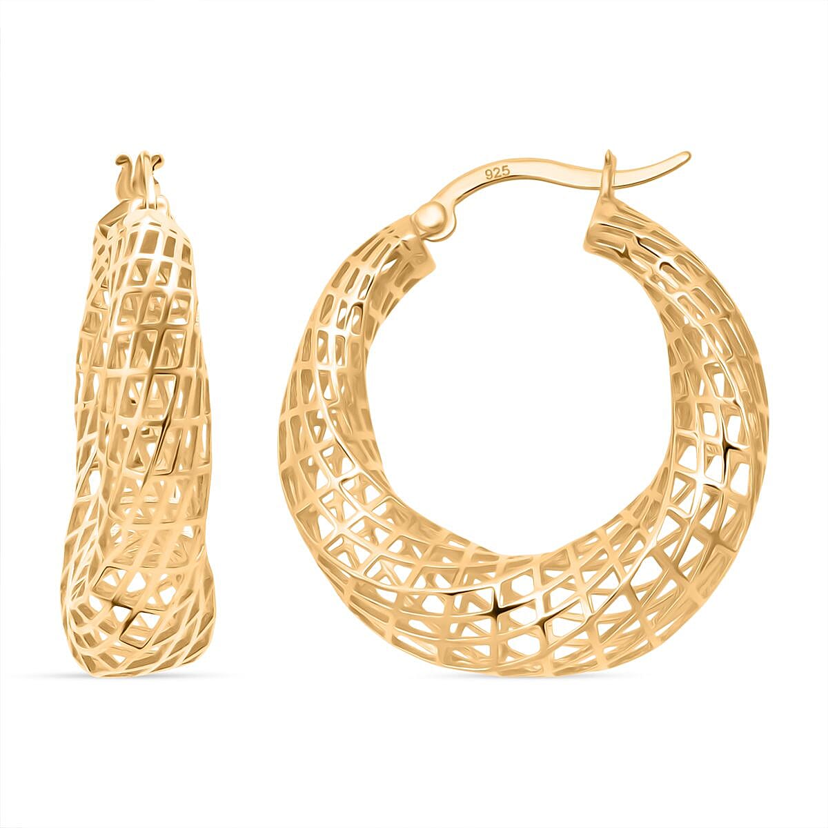 Sterling Silver Earring with Clasp in Yellow Gold Plating, Silver Wt. 6.75 Gms.