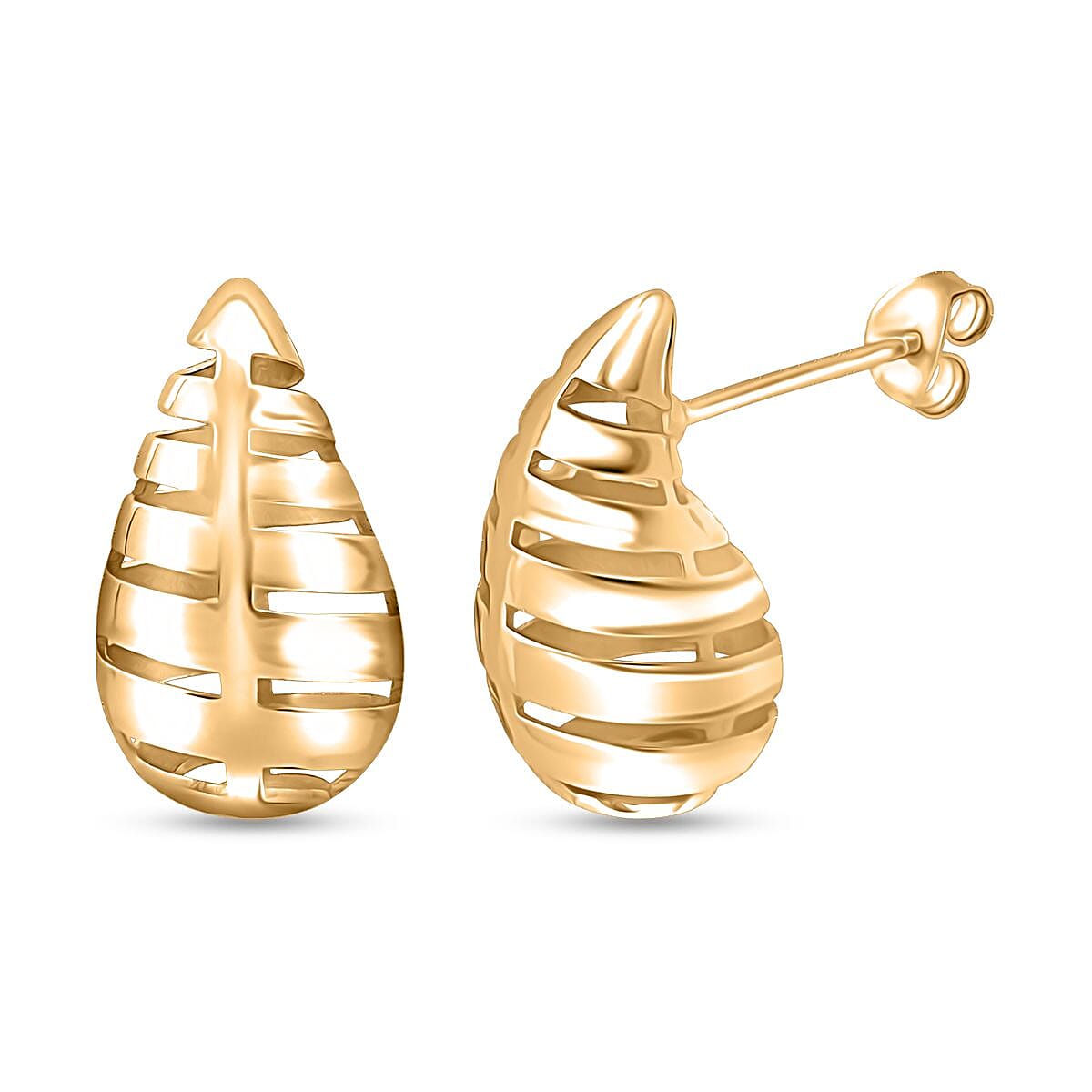 Sterling Silver Earring with Push Back in Yellow Gold Plating