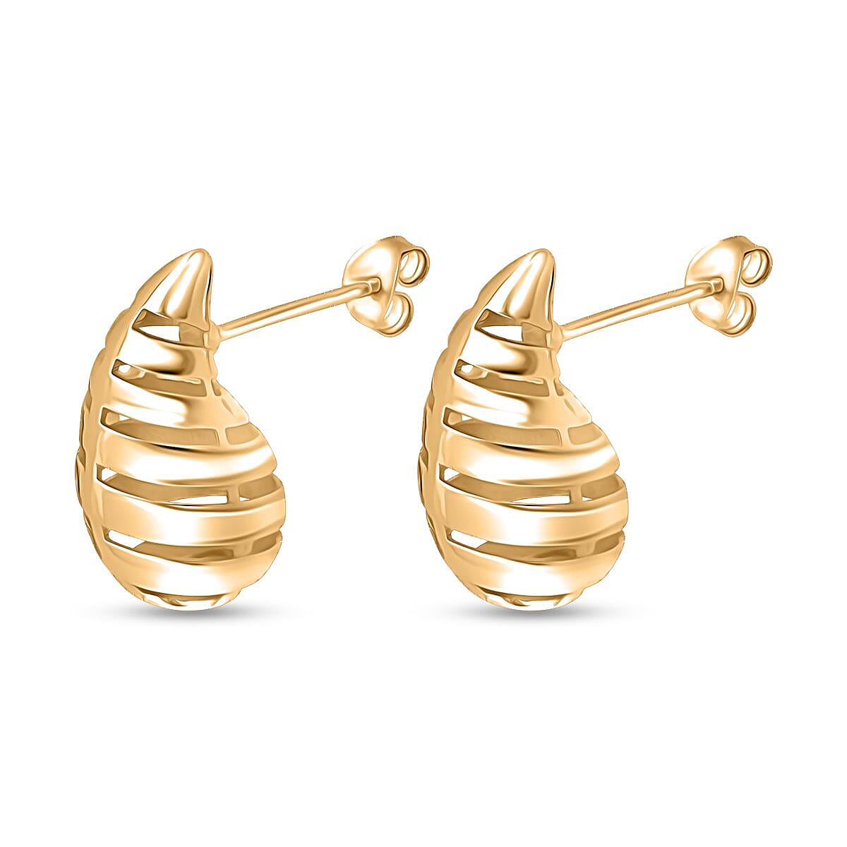 Sterling Silver Earring with Push Back in Yellow Gold Plating