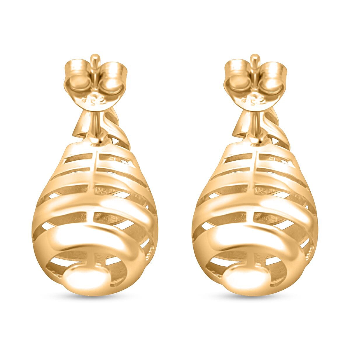 Sterling Silver Earring with Push Back in Yellow Gold Plating