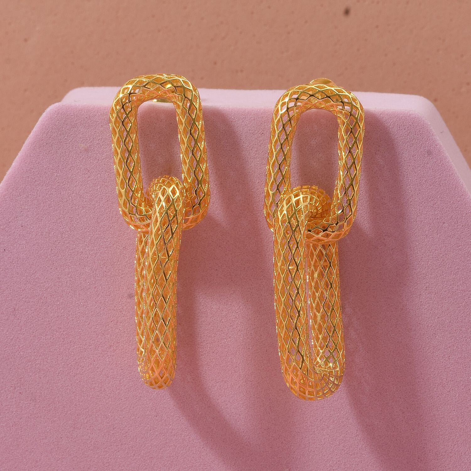 Sterling Silver Earring with Push Back in Yellow Gold Plating, Silver Wt. 5.33 Gms.