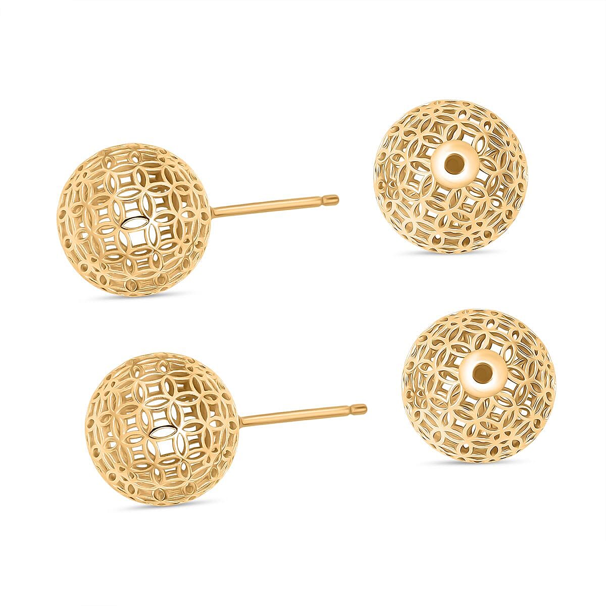 Sterling Silver Earring with Ball Push Back in Yellow Gold Plating, Silver Wt. 5.48 Gms.