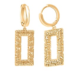 Treasure of Siam - Sterling Silver Geometric Rectangular Drop Earring with Hoop in Yellow Gold Plating
