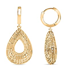 Treasure of Siam - Rhodium Overlay Sterling Silver Openwork Teardrop Earring with Hoop