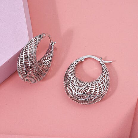 Rhodium Overlay Sterling Silver Earring with Clasp